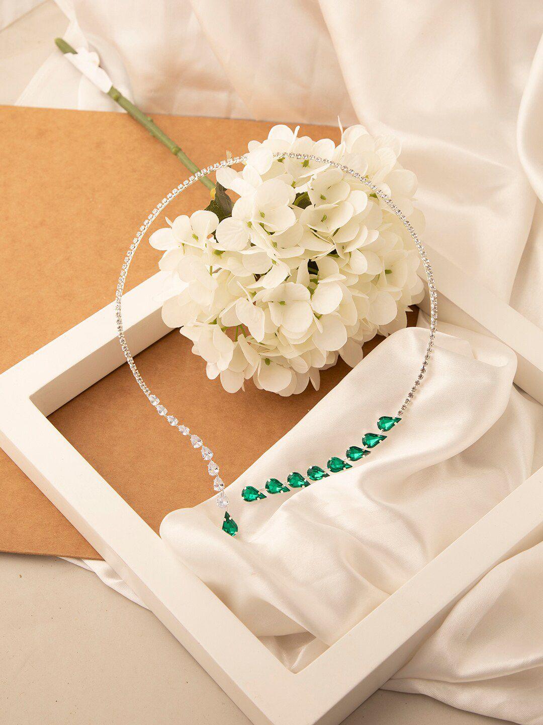sohi silver-toned & green necklace