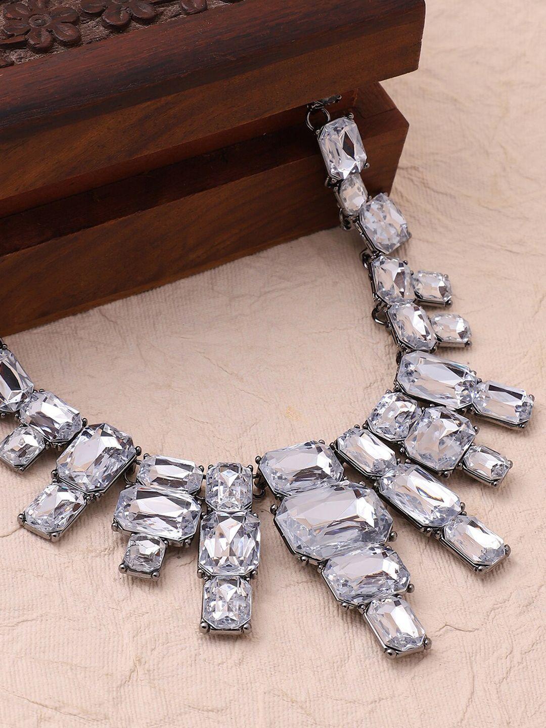 sohi silver-toned & white silver-plated necklace