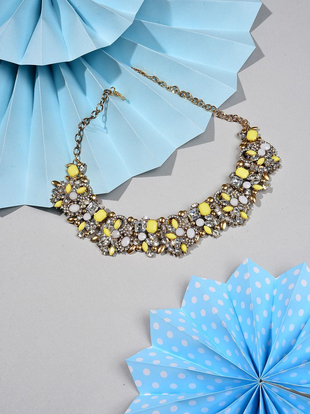 sohi silver-toned & yellow gold-plated necklace