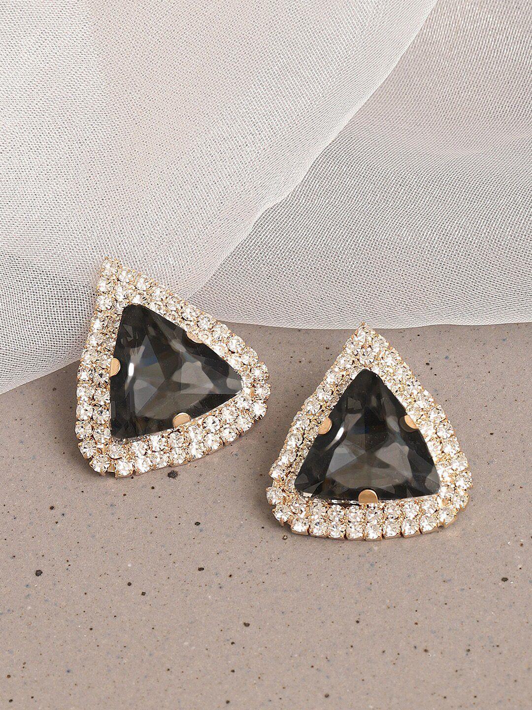 sohi women gold plated triangular studs earrings