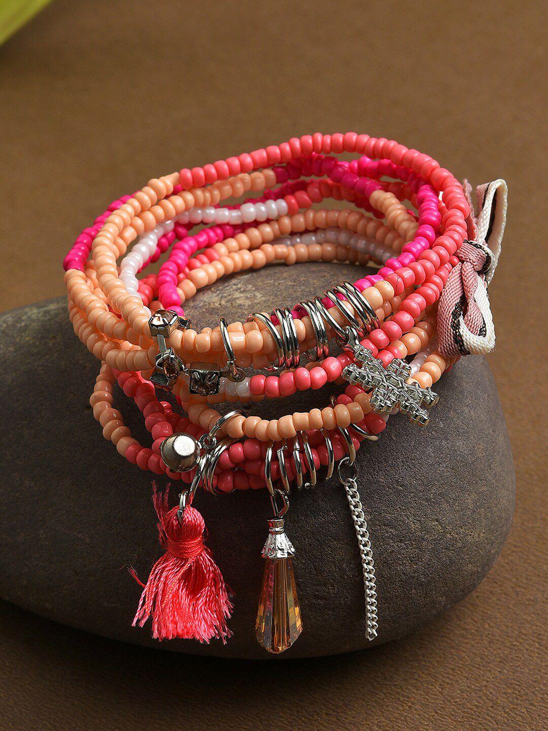 sohi women pink & orange charm bracelet