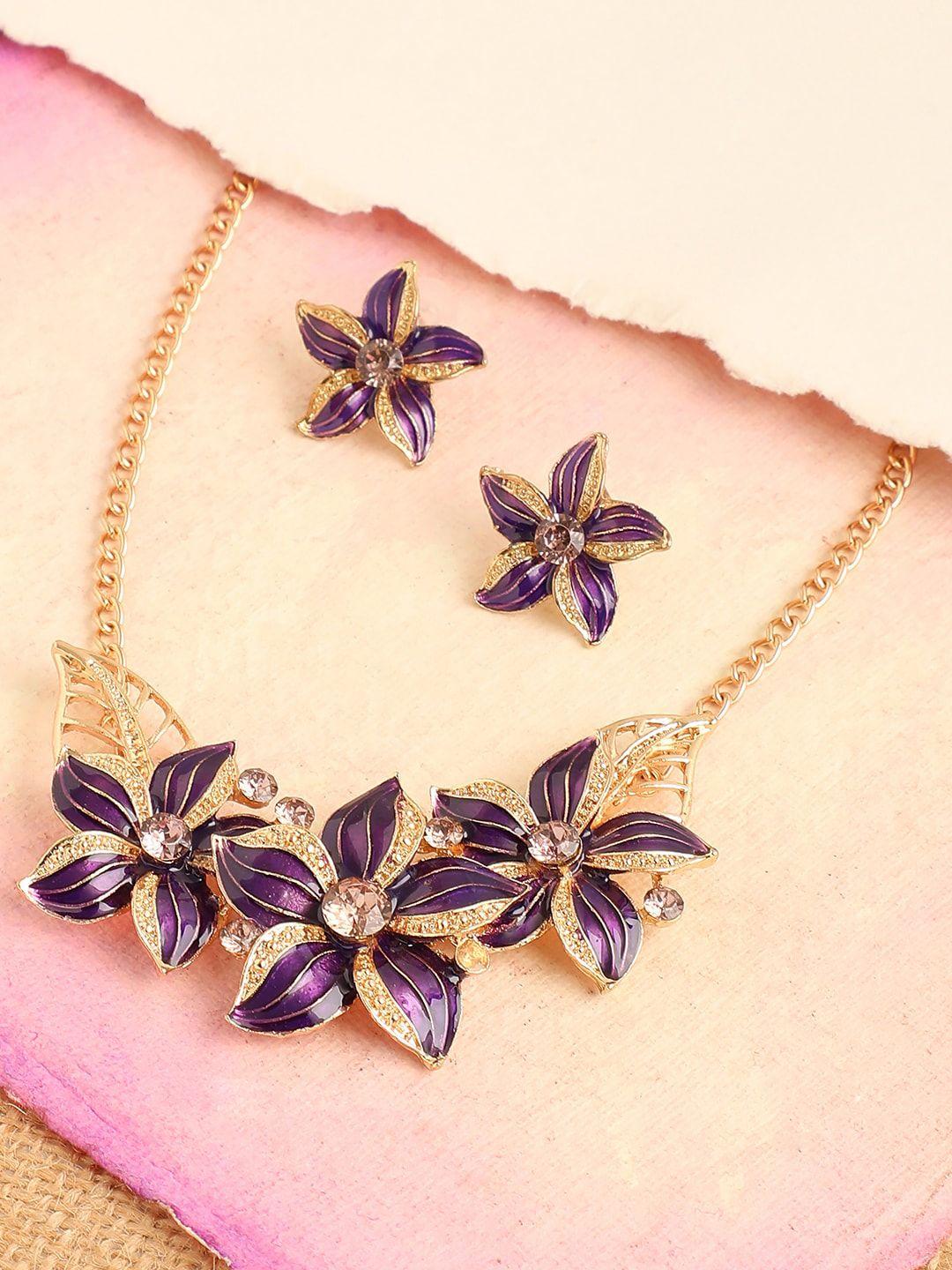 sohi women purple gold-plated jewellery set