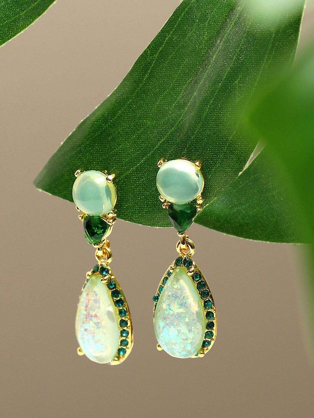 sohi blue & gold-toned contemporary drop earrings