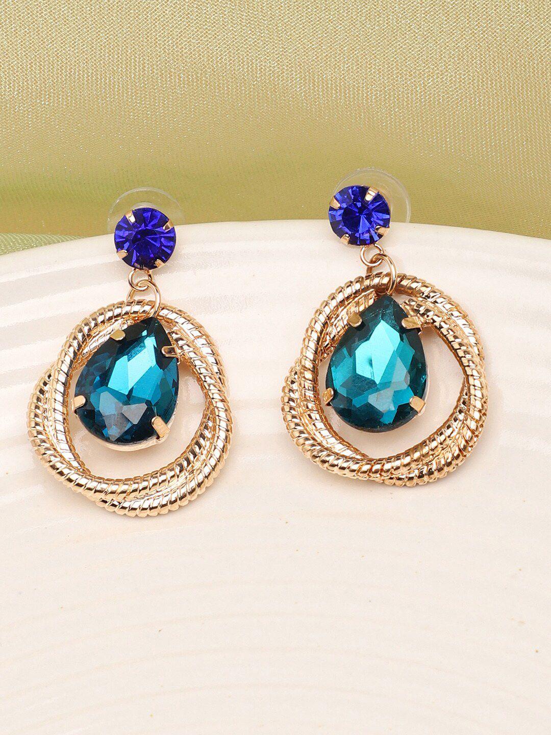 sohi blue contemporary stone drop earrings
