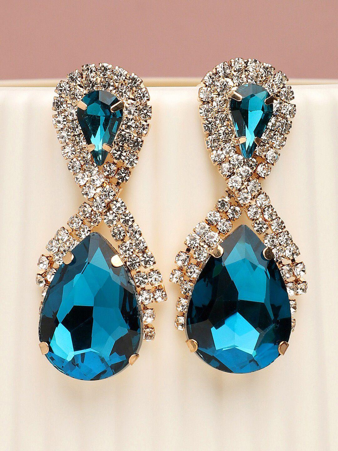 sohi blue teardrop shaped drop earrings