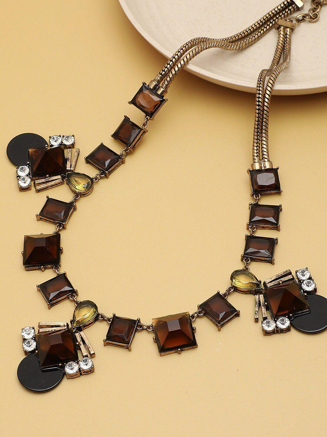 sohi gold-plated & brown necklace