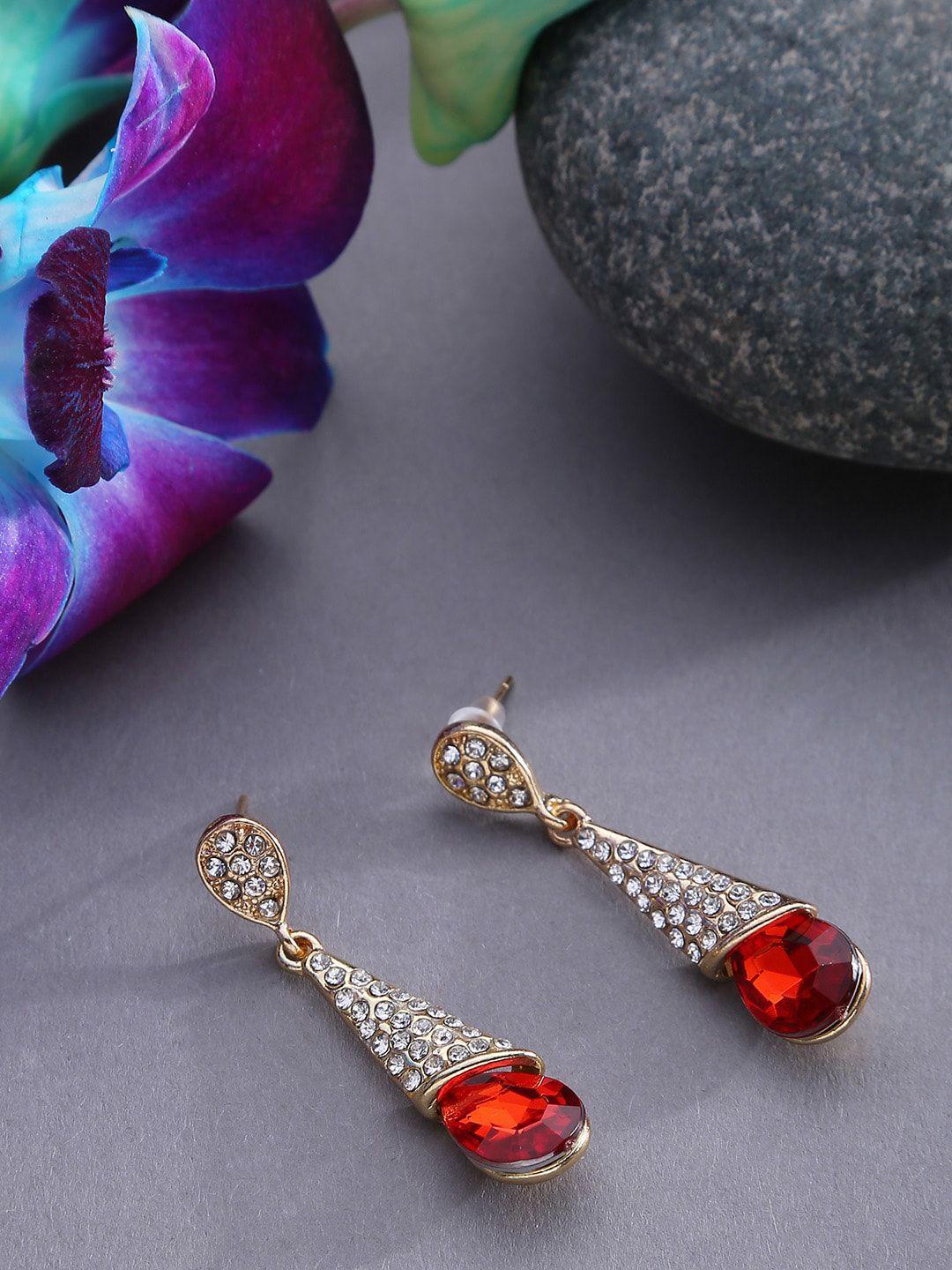 sohi gold-plated contemporary drop earrings