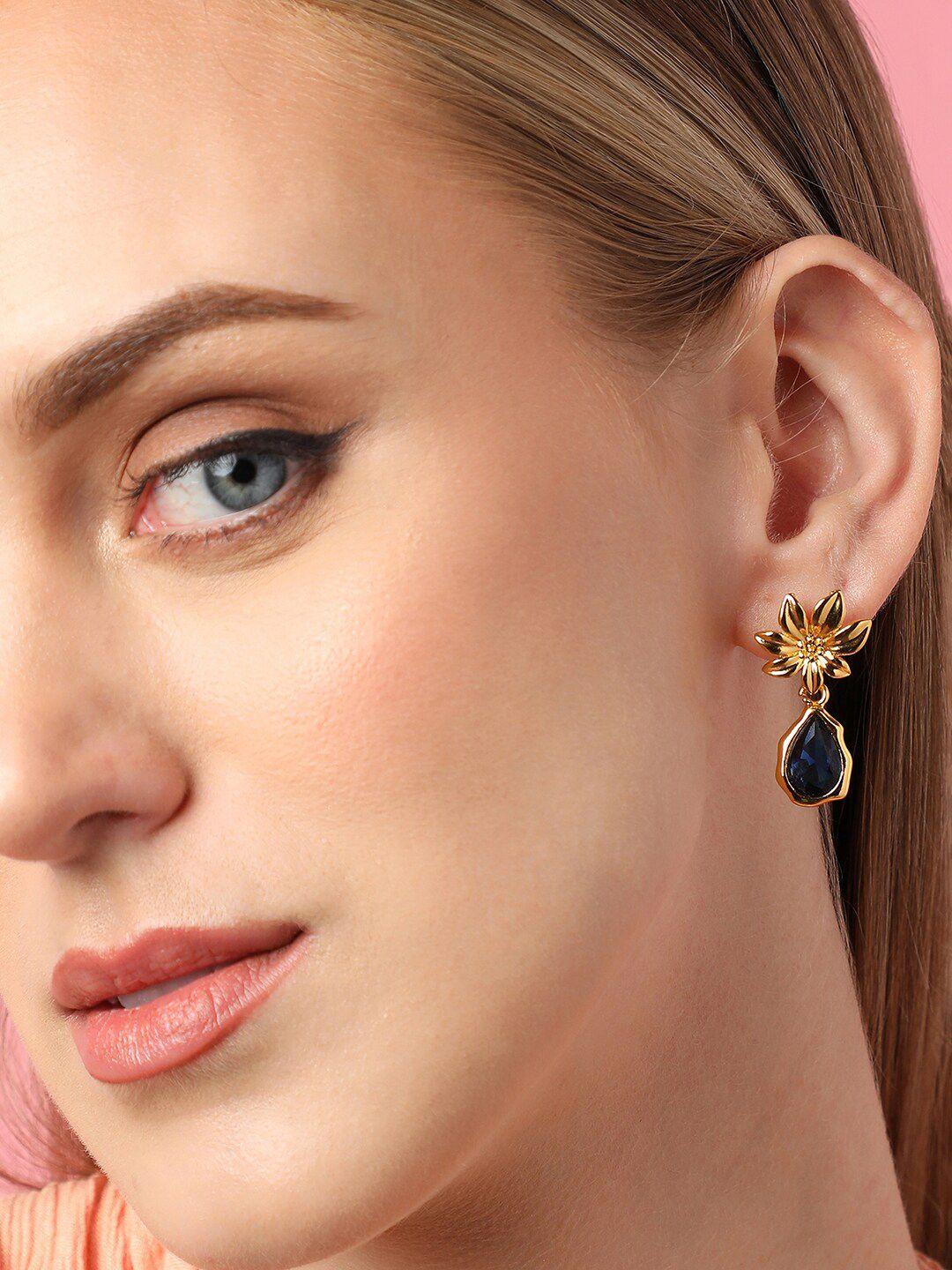 sohi gold plated contemporary drop earrings