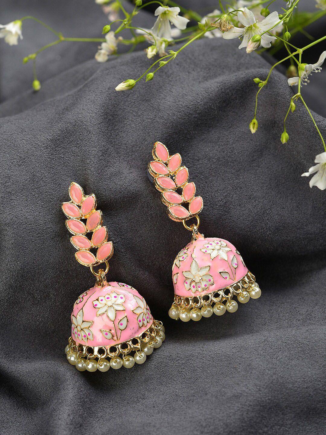 sohi gold-plated contemporary jhumkas earrings