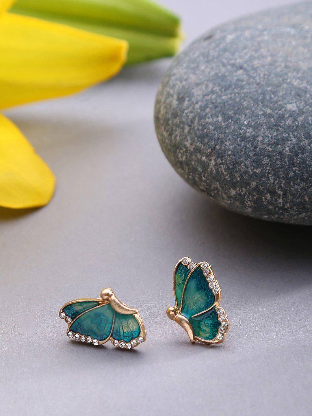 sohi gold plated contemporary studs earrings