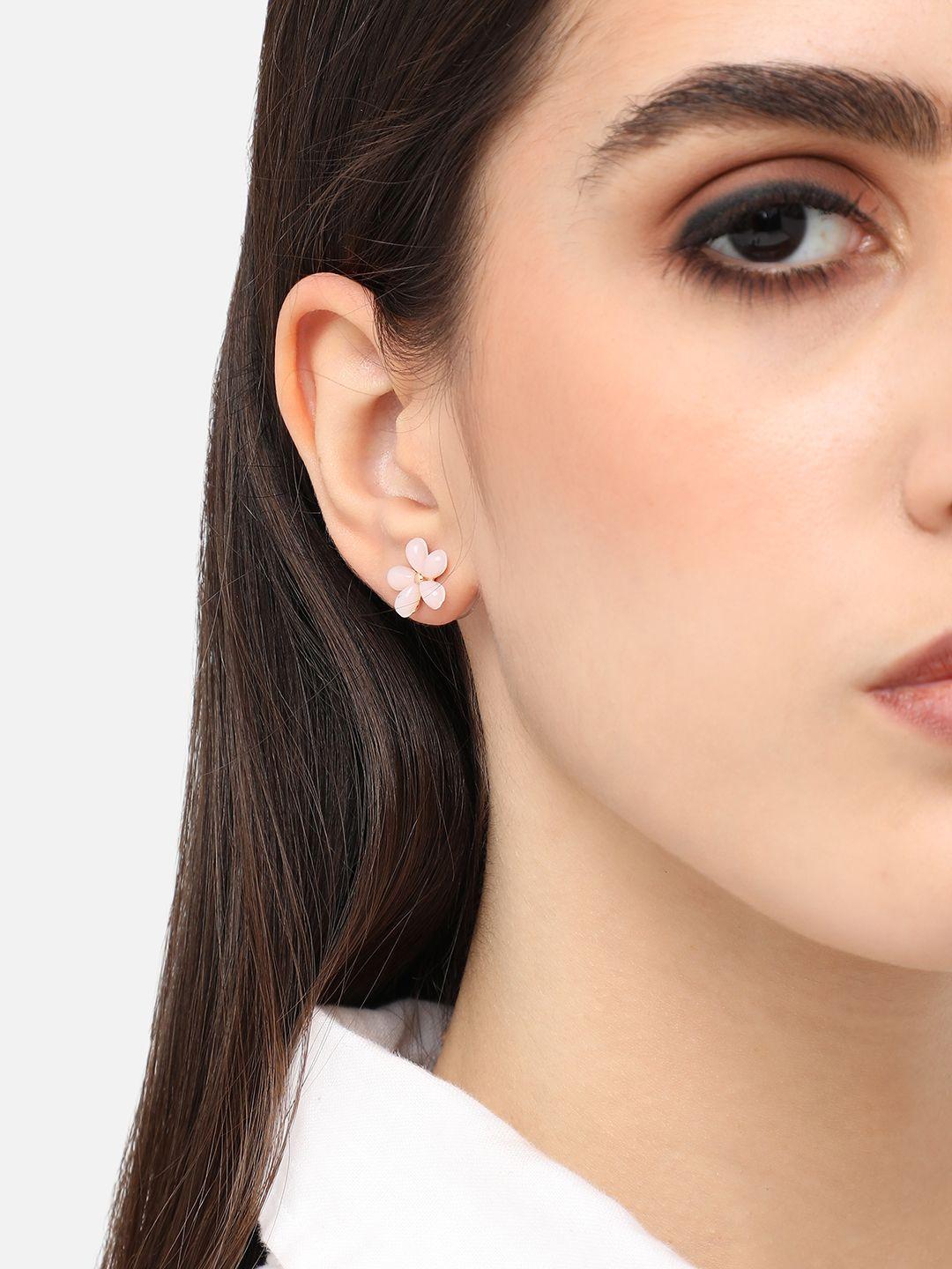 sohi gold-plated floral studs earrings