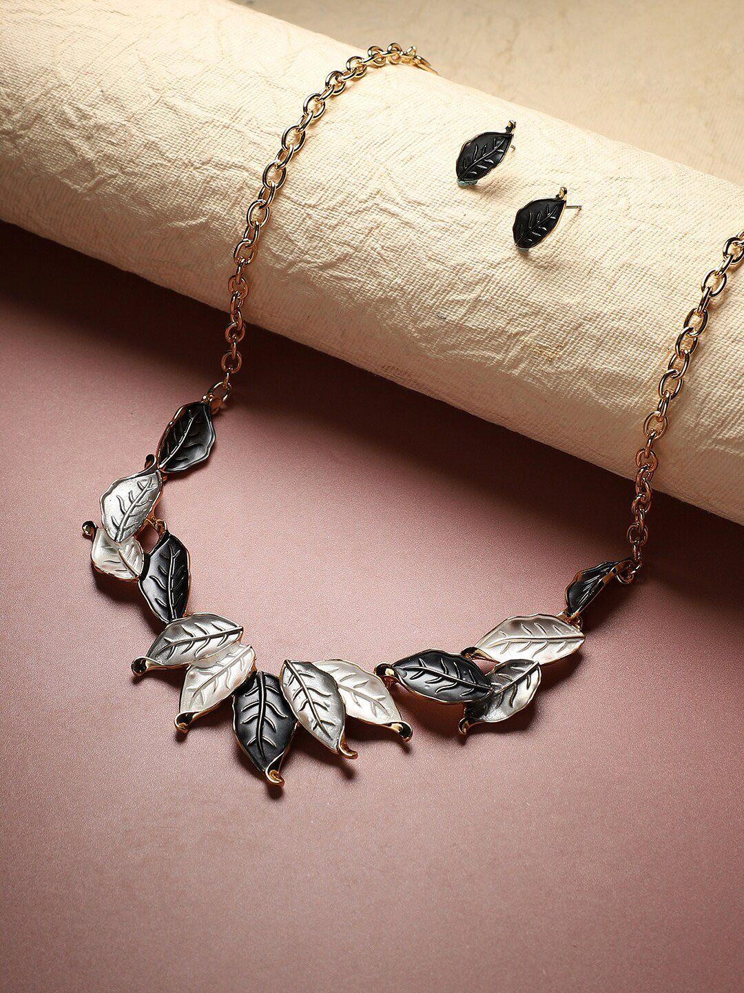 sohi gold-plated leaf jewellery set