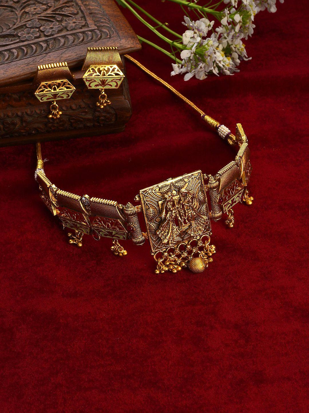 sohi gold-plated meenakari jewellery set
