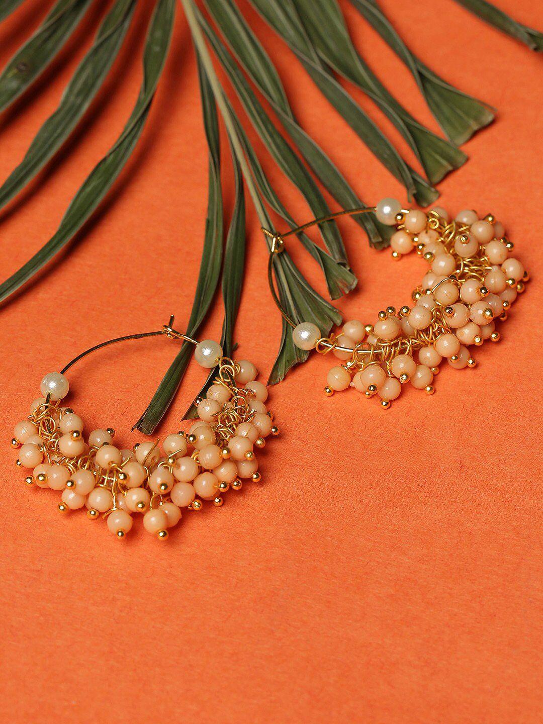 sohi gold-plated pearl-beaded classic hoop earrings