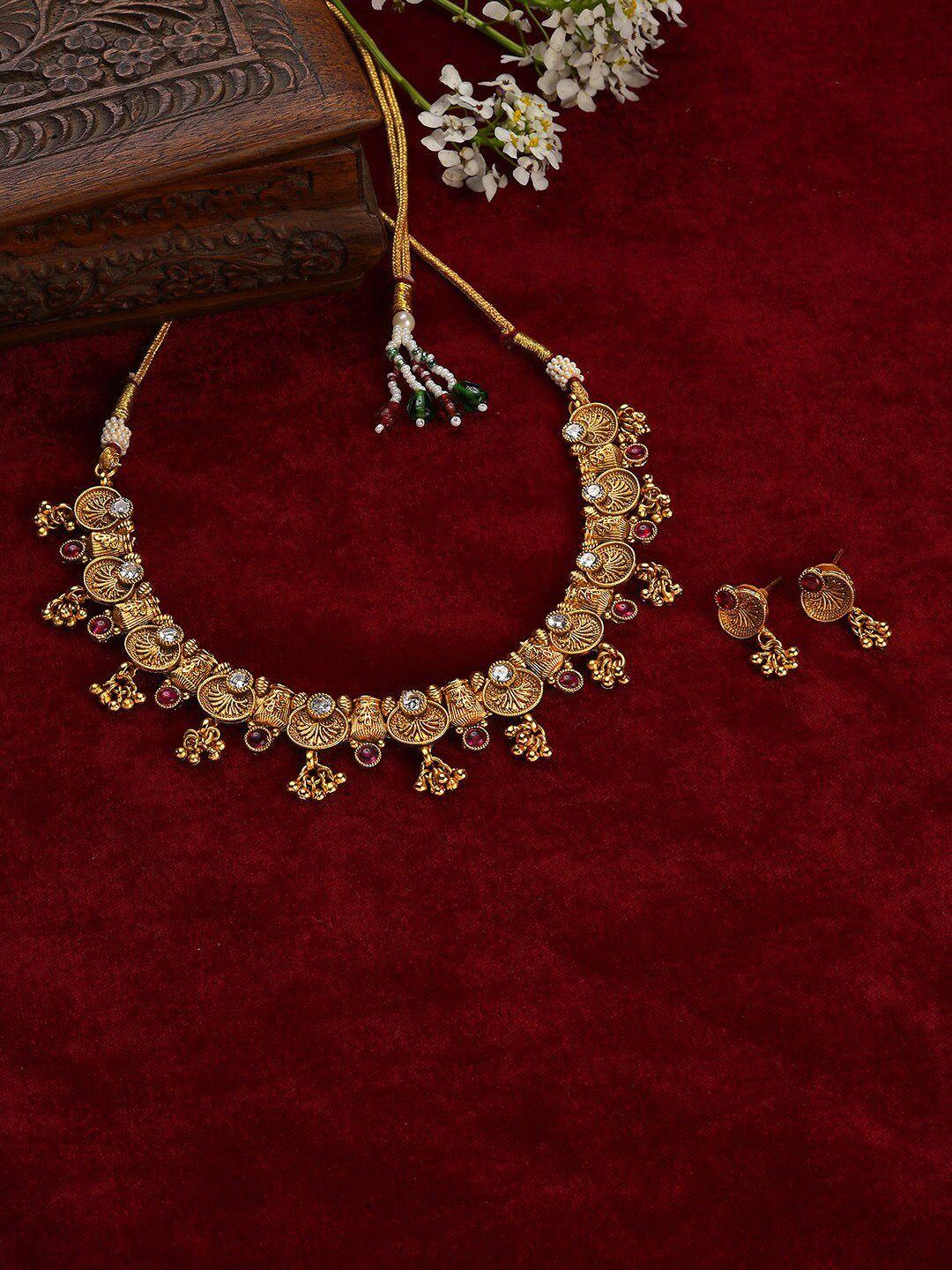 sohi gold-plated stone-studded jewellery set