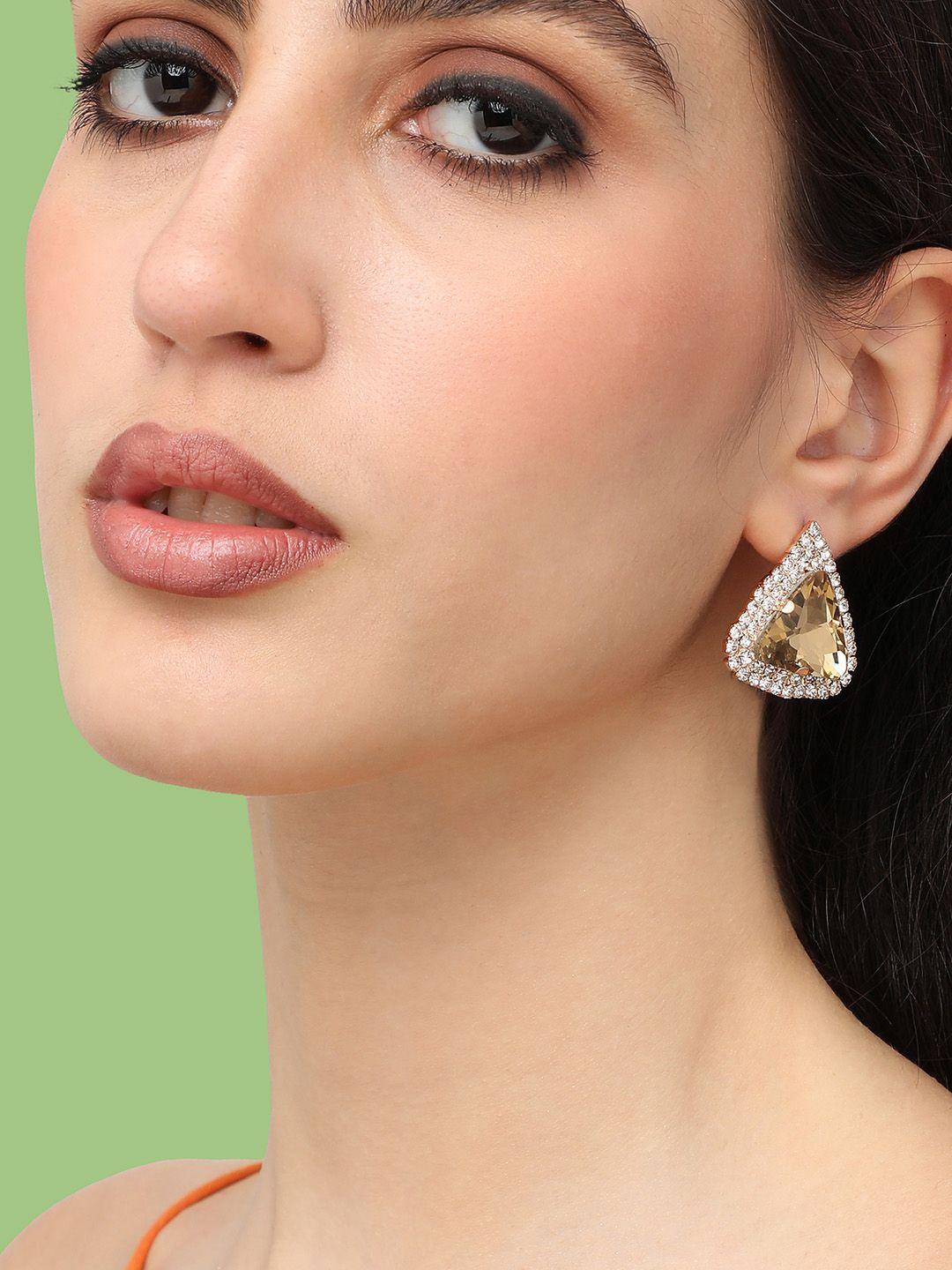 sohi gold-plated triangular studs earrings
