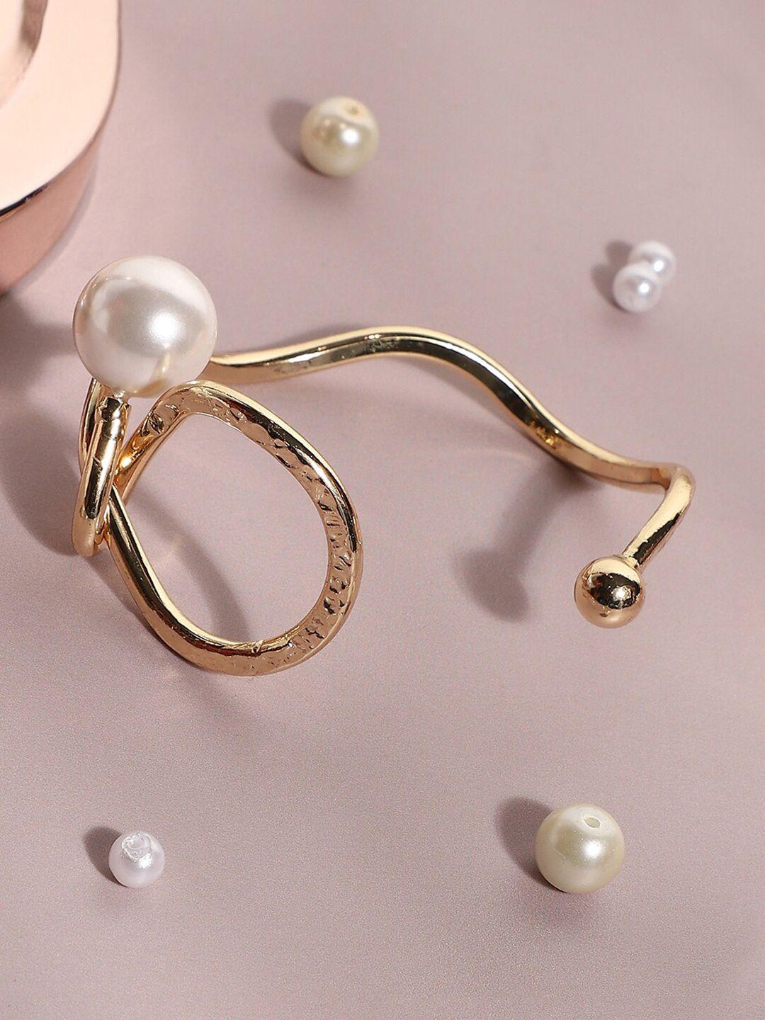 sohi gold-plated white pearls cuff bracelet