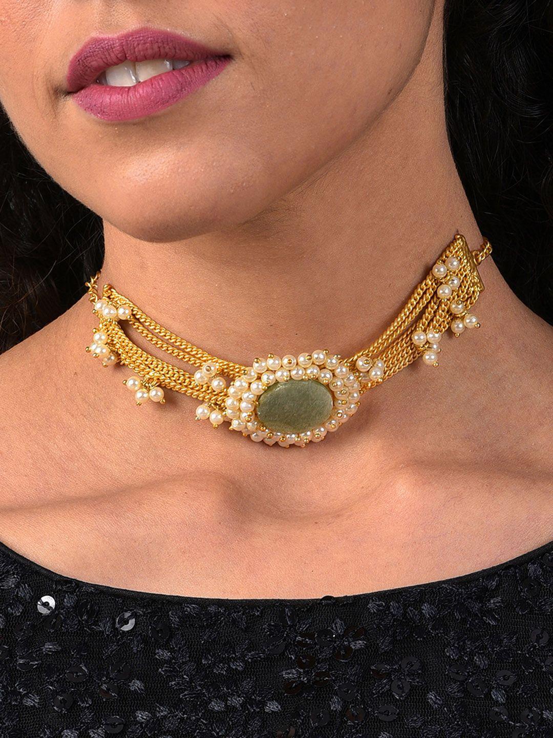 sohi gold-toned & grey gold-plated necklace