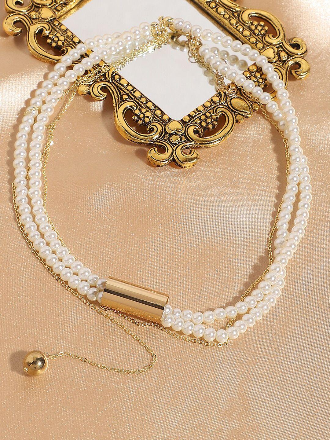 sohi gold-toned & white gold-plated layered necklace