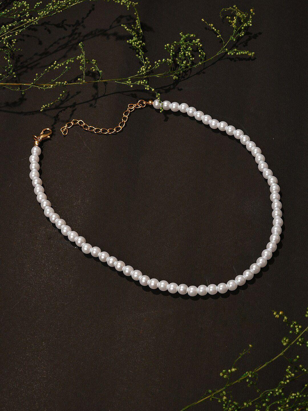 sohi gold-toned & white gold-plated pearls chain