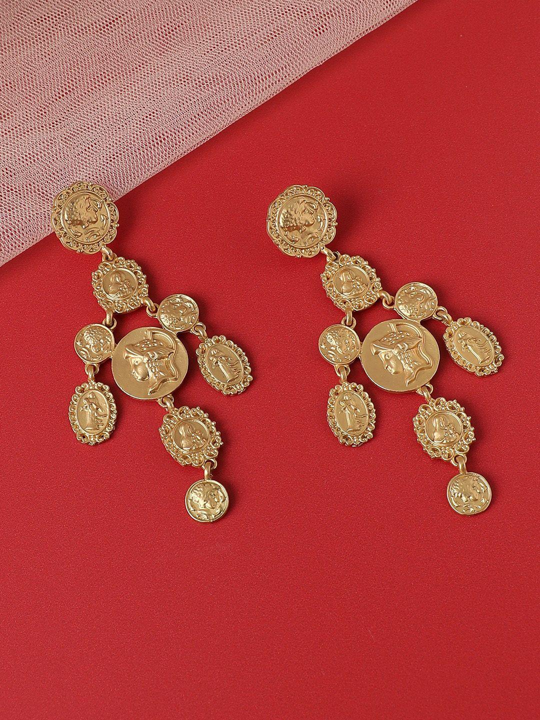 sohi gold-toned contemporary drop earrings