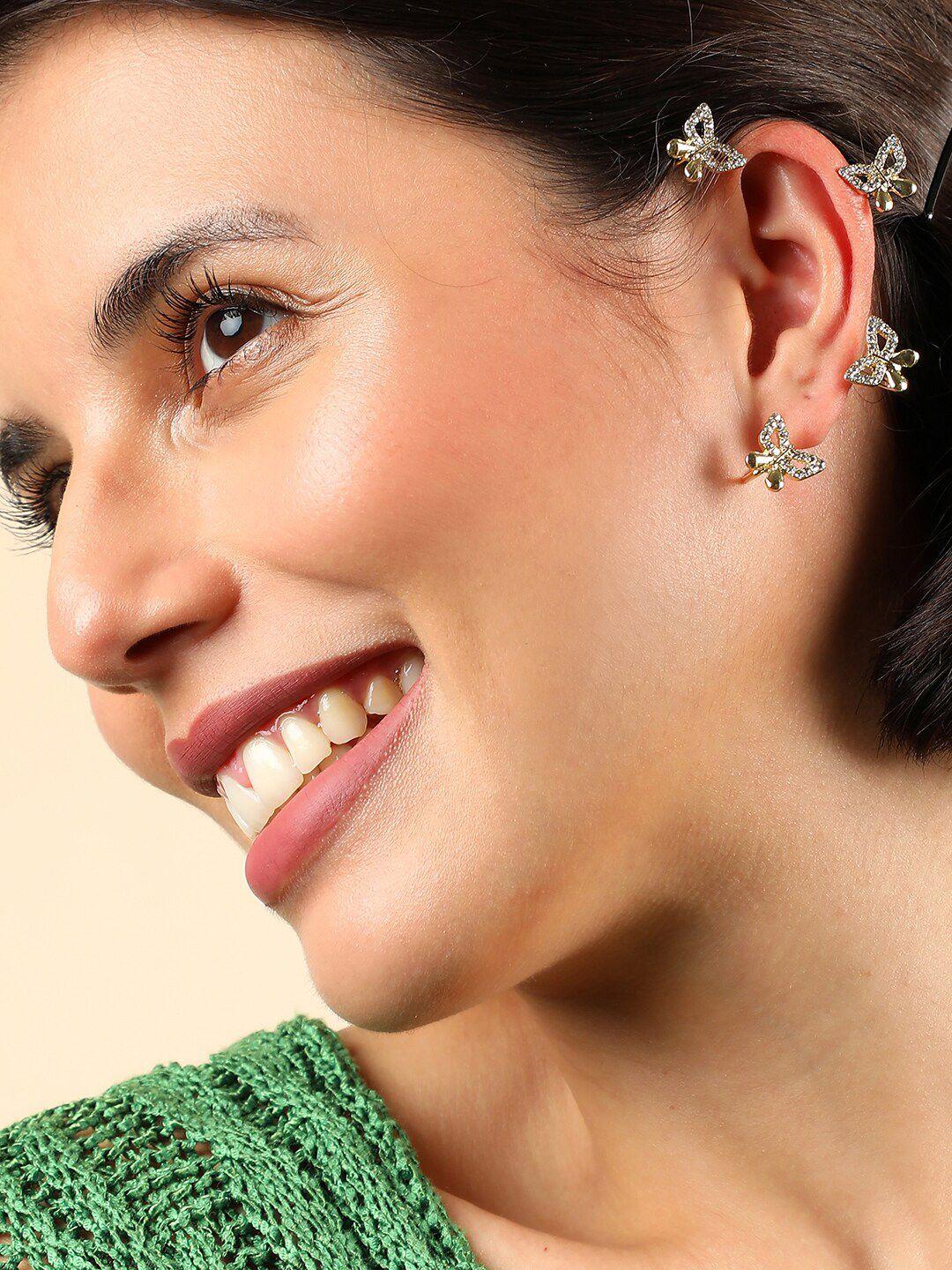sohi gold-toned contemporary ear cuff earrings