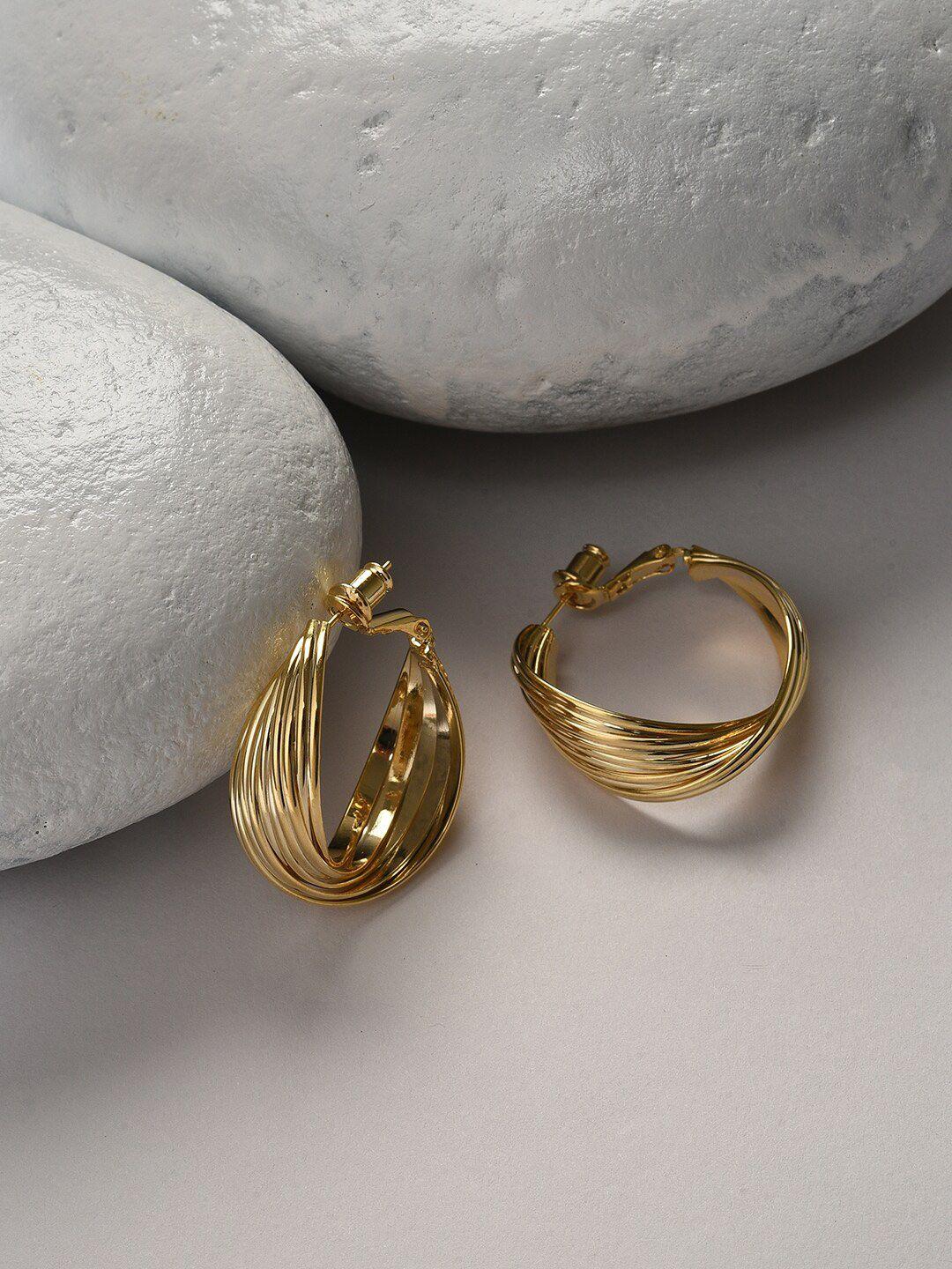 sohi gold-toned contemporary hoop earrings