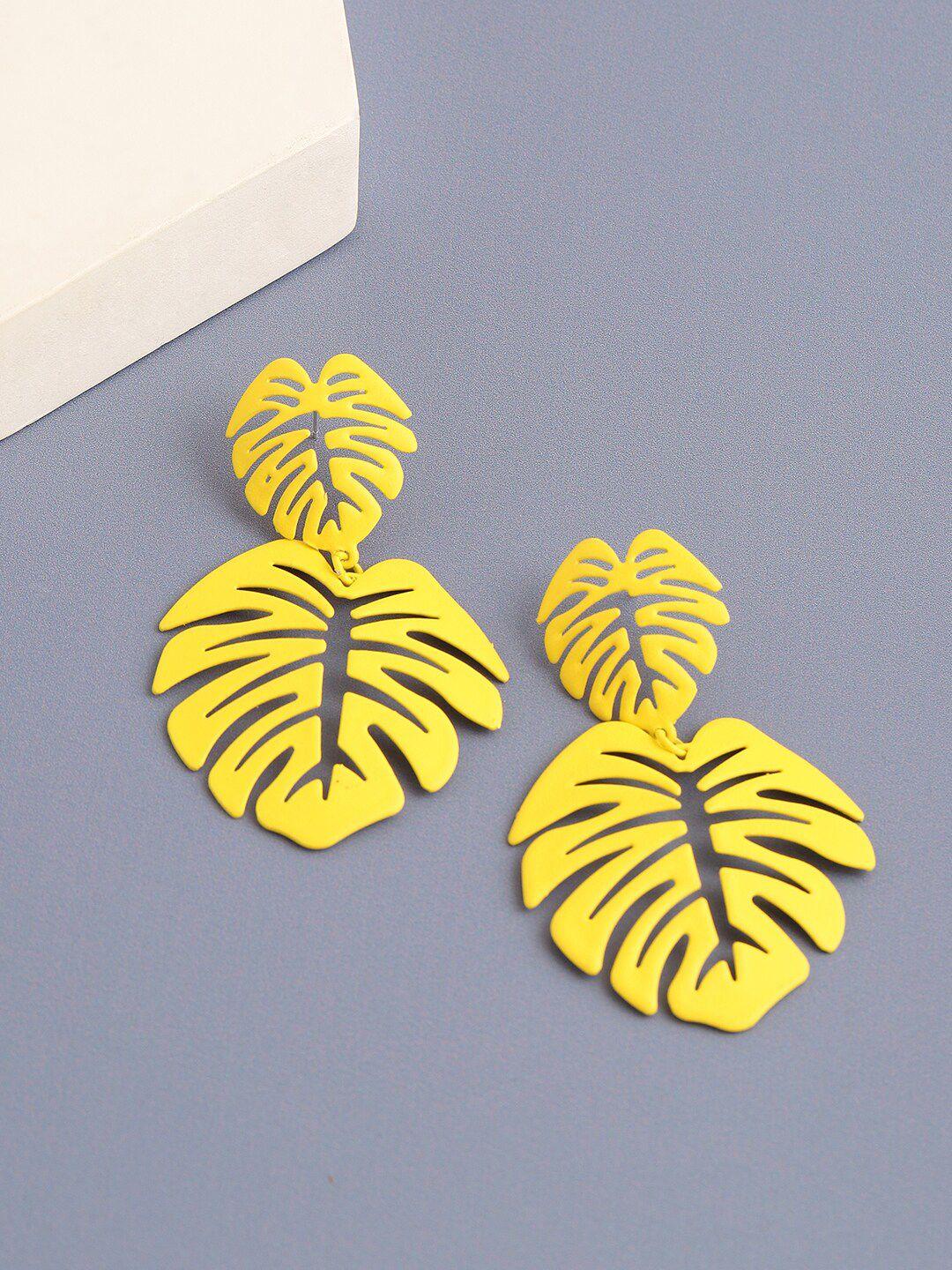 sohi leaf shaped drop earrings