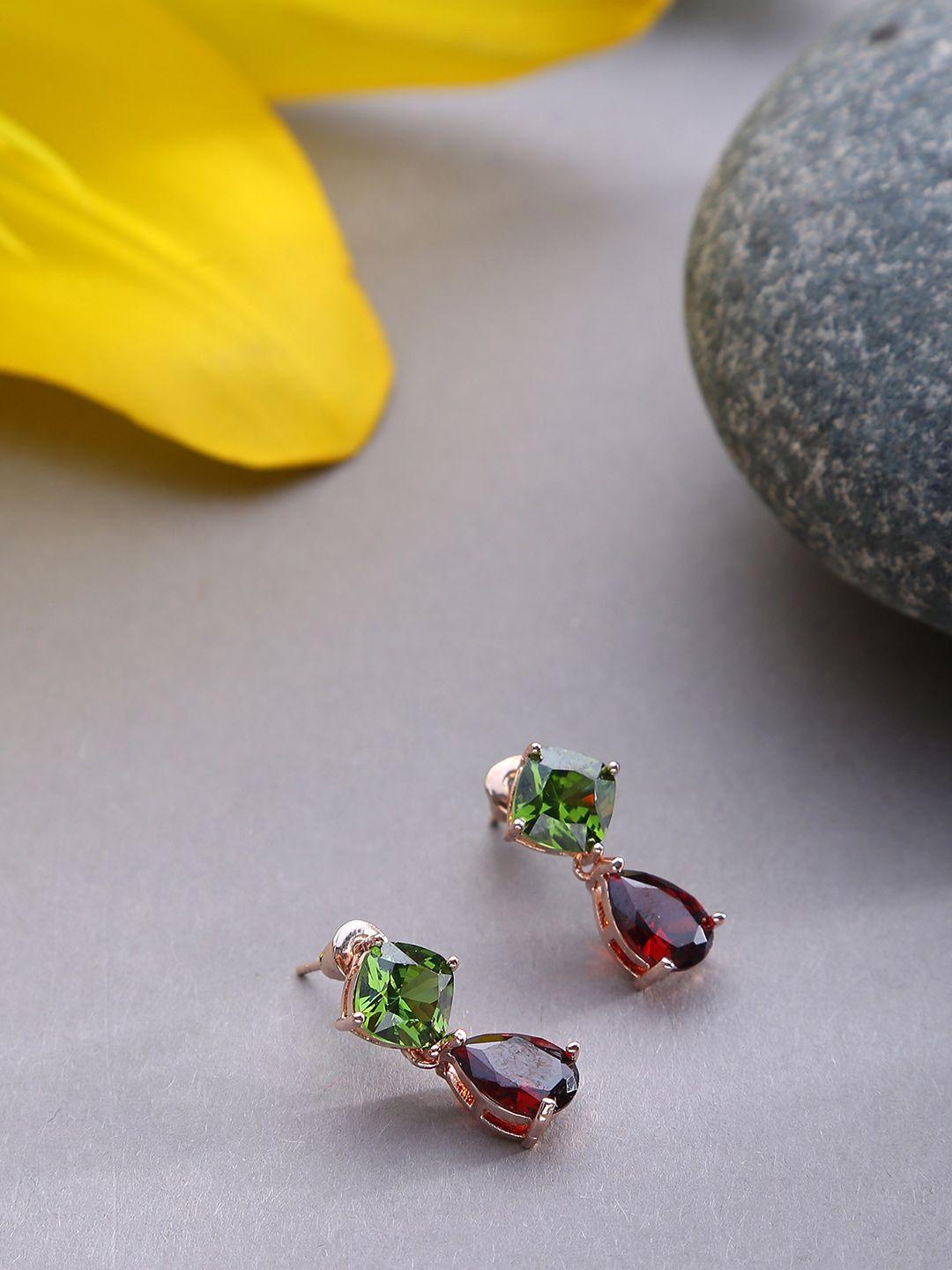 sohi maroon & green contemporary studs earrings