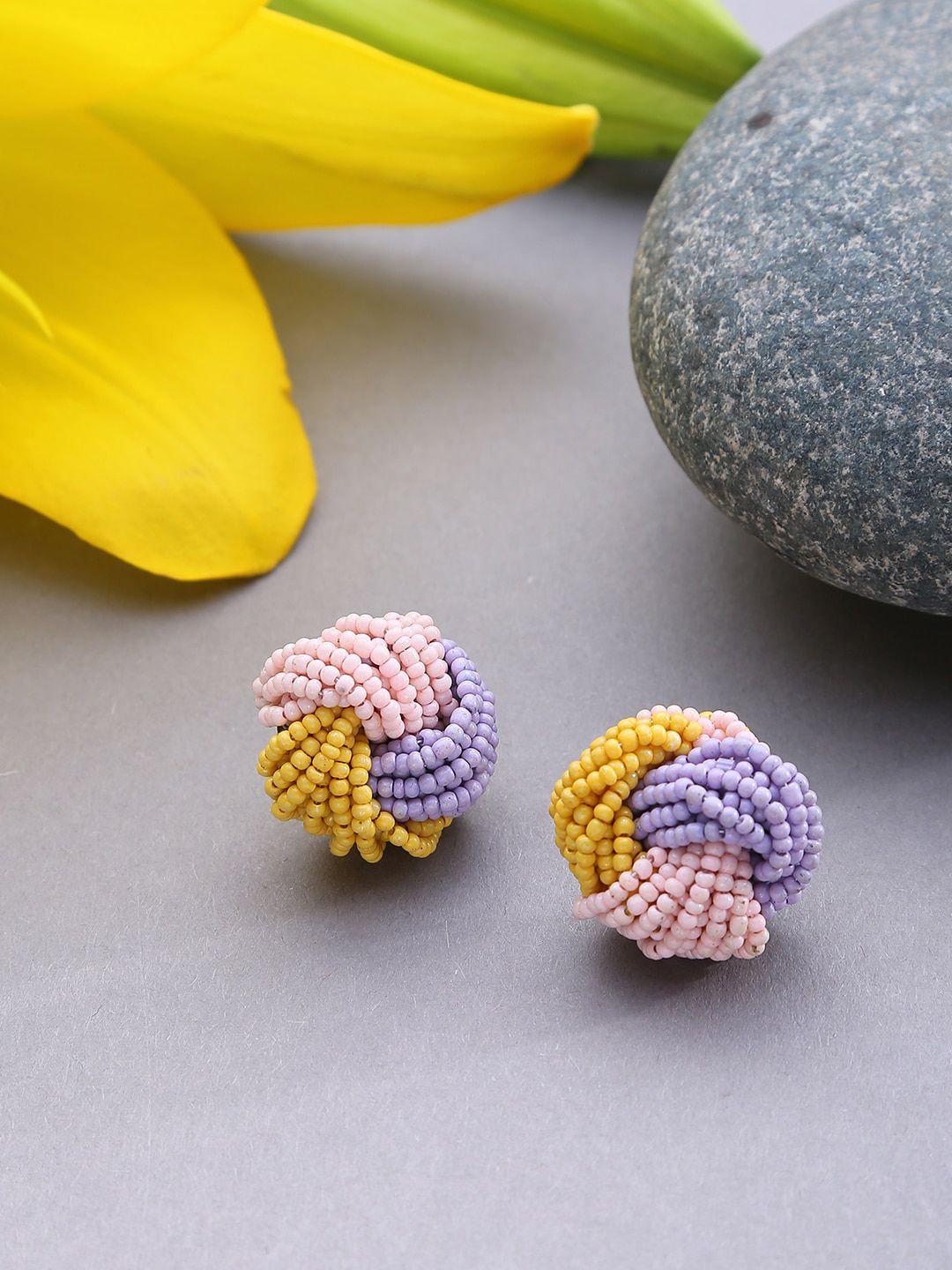 sohi multicoloured beaded studs earrings