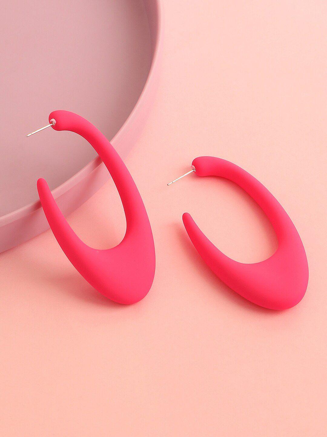 sohi pink contemporary hoop earrings