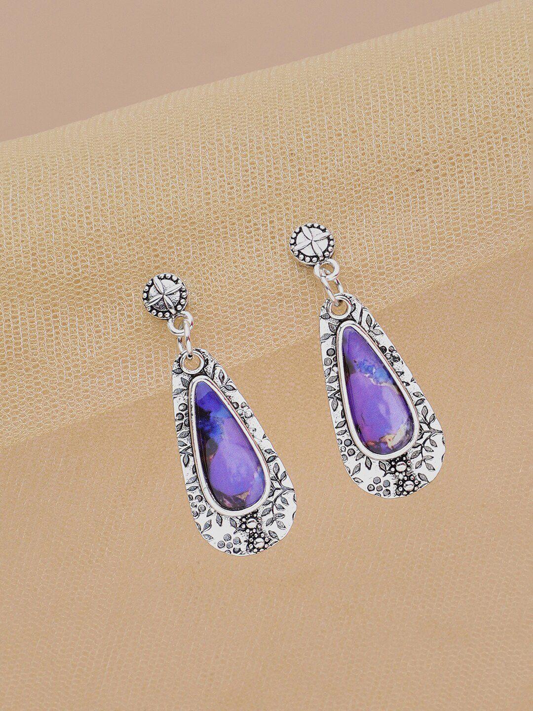sohi purple teardrop shaped drop earrings