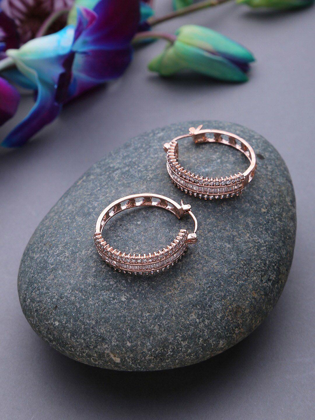 sohi rose gold plated contemporary hoop earrings