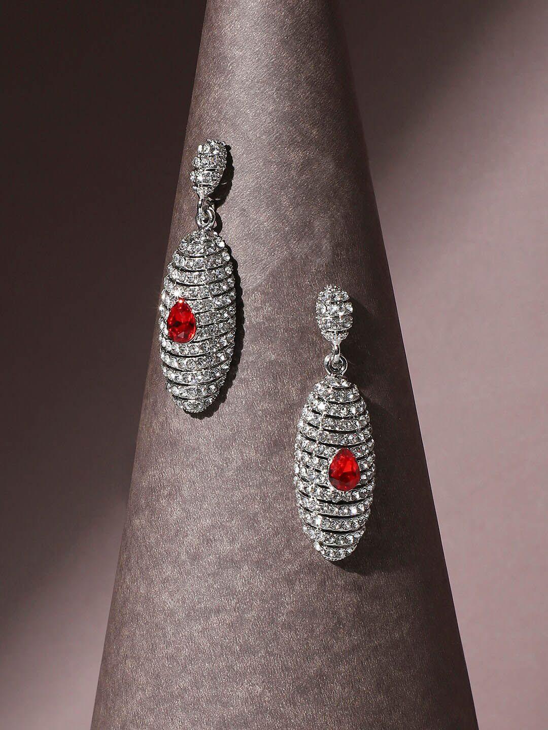 sohi silver-plated contemporary drop earrings