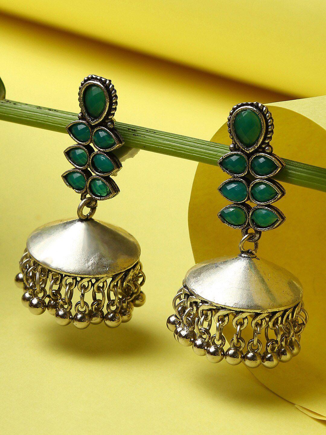 sohi silver plated contemporary jhumkas earrings