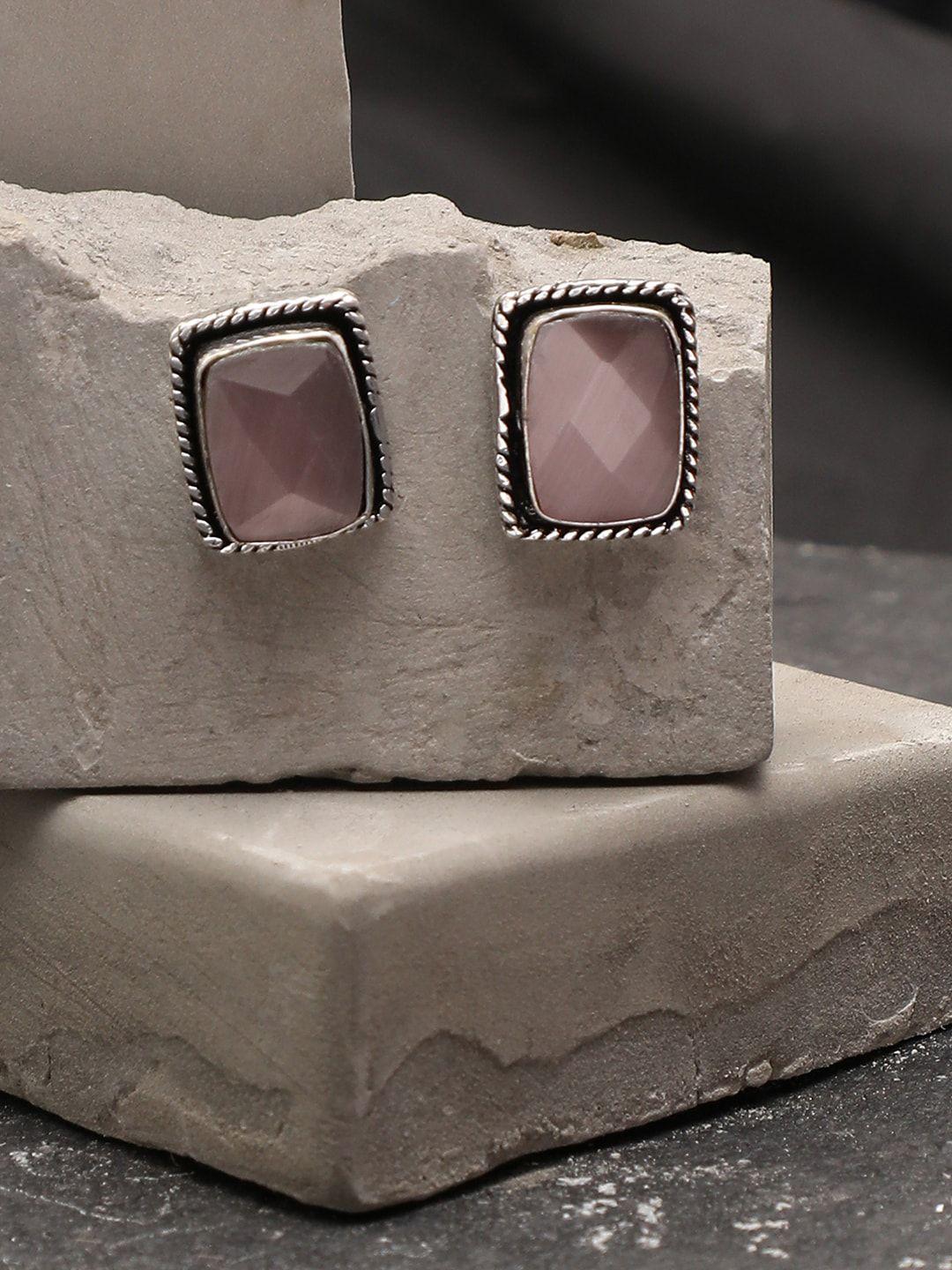 sohi silver plated contemporary studs earrings