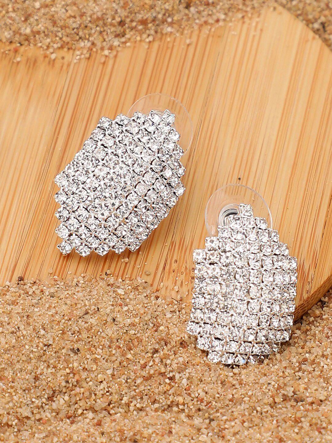 sohi silver-plated contemporary studs earrings