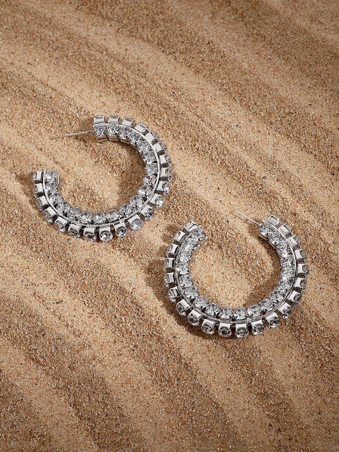 sohi silver-toned classic half hoop earrings
