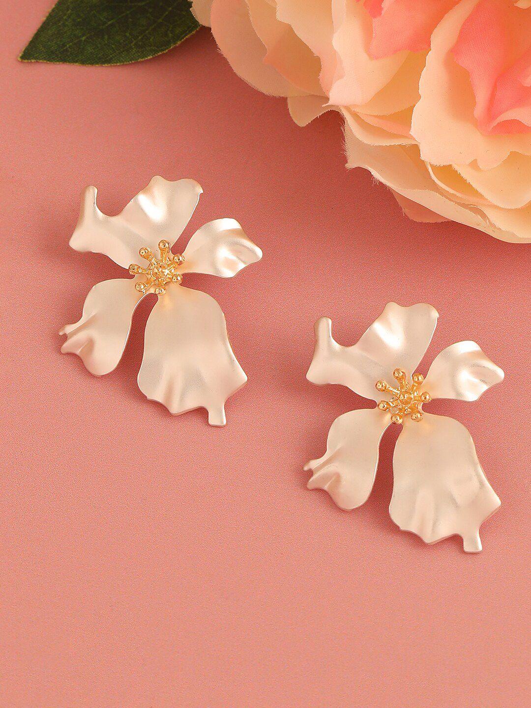 sohi white contemporary studs earrings