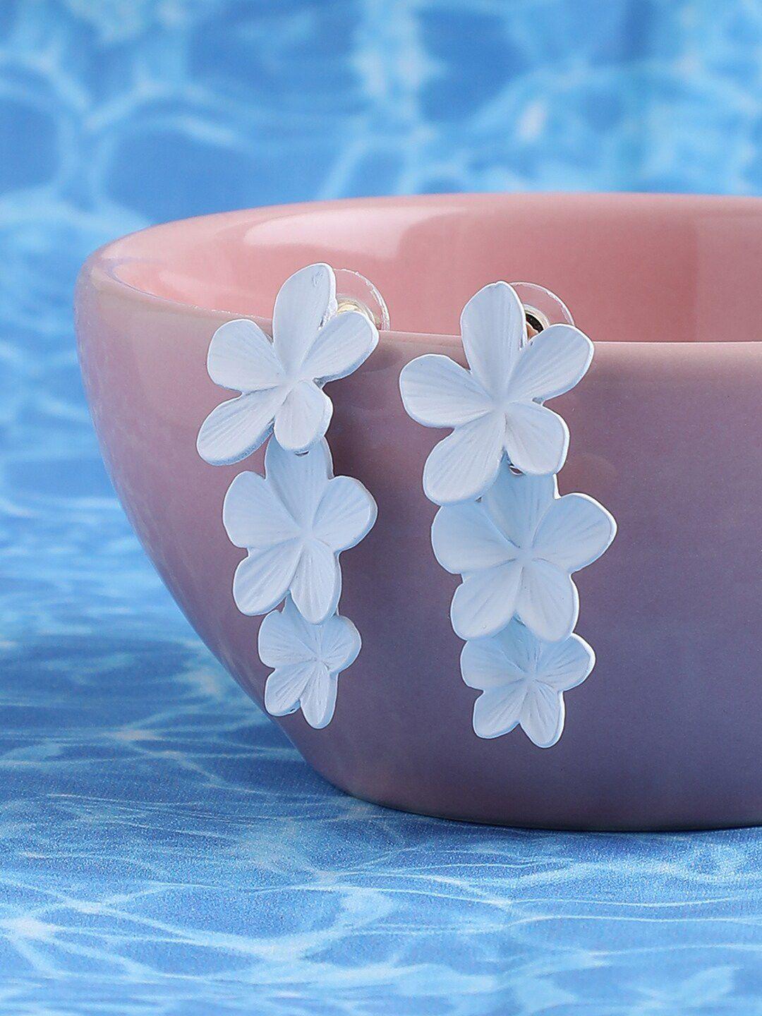 sohi white floral drop earrings