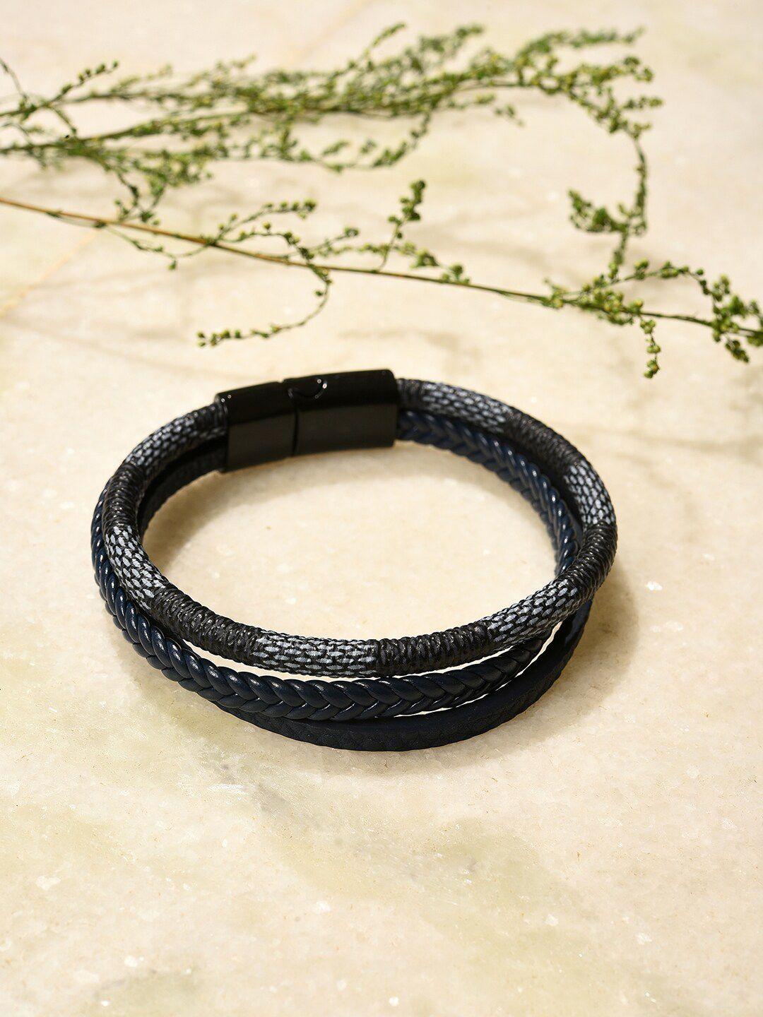 sohi women blue leather wraparound bracelet