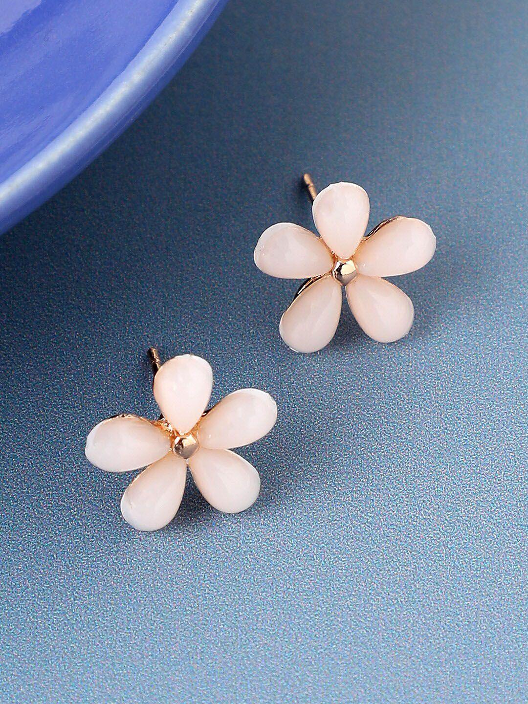 sohi women gold plated floral studs earrings