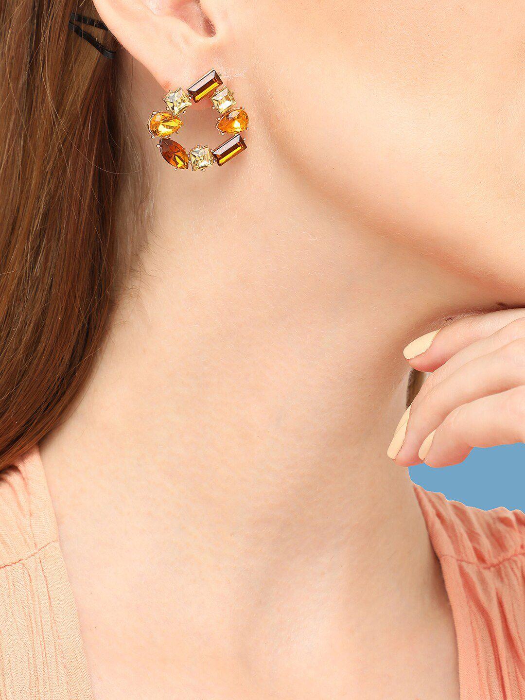 sohi women gold-plated geometric studs earrings