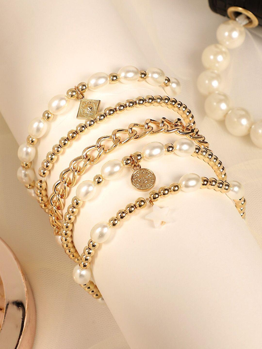 sohi women gold-toned & white gold-plated link bracelet