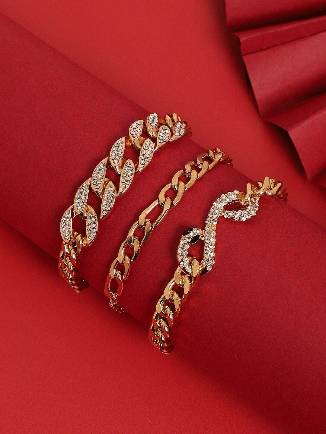 sohi women gold-toned & white gold-plated link bracelet