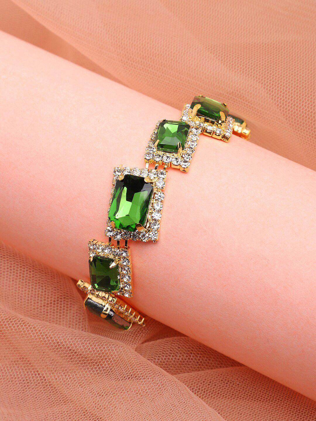 sohi women green & white gold-plated wraparound bracelet