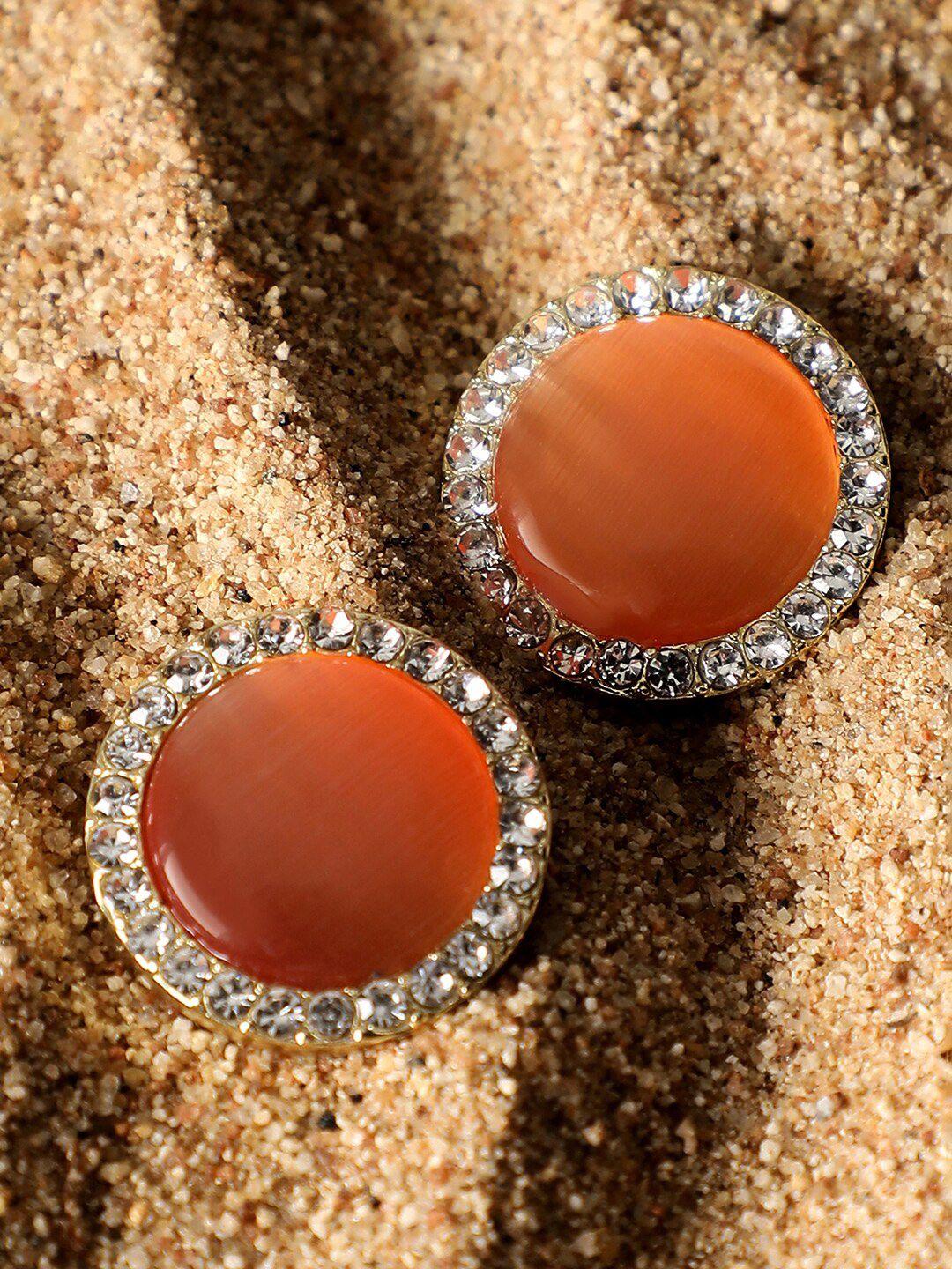 sohi women peach-coloured contemporary studs earrings