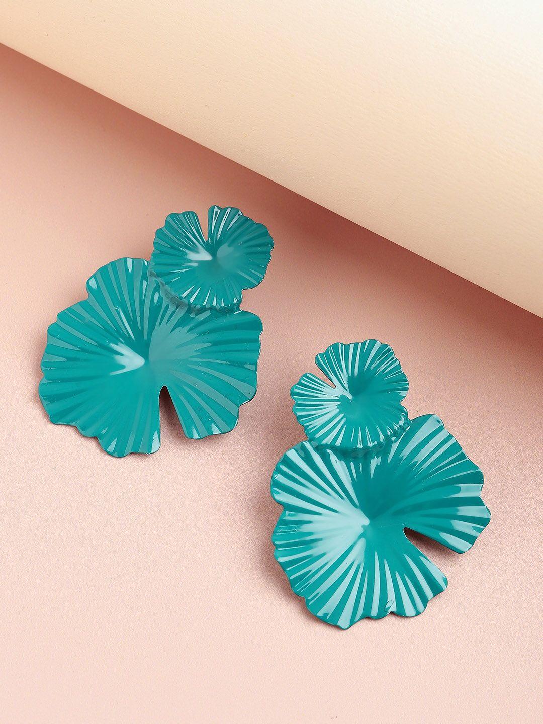 sohi women sea green contemporary studs earrings