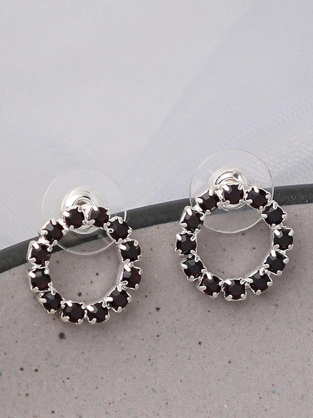 sohi women silver-plated circular studs earrings