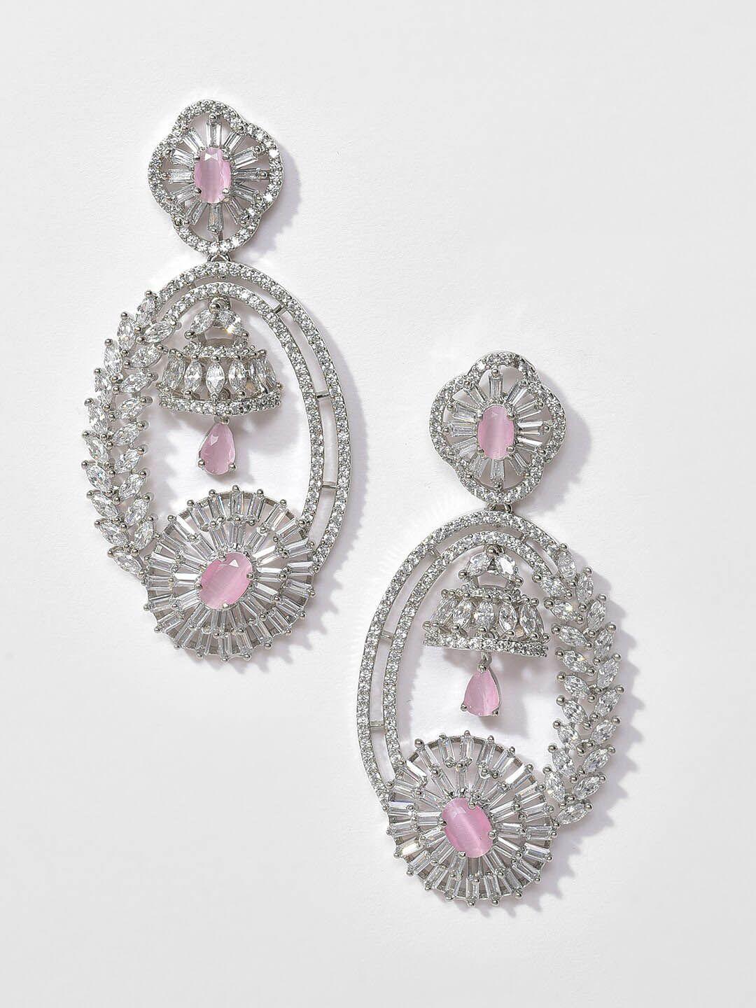 sohi women silver plated oval drop earrings